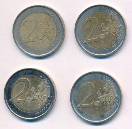 Spanyolország 2001-2015. 2E 4xklf forgalmi emlékkiadás T:1-,2 Spain 2001-2015 2 Euro 4xdiff circulating commemorative issues C:AU,XF