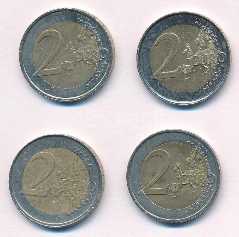 Hollandia 2001-2013. 2E 4xklf forgalmi emlékkiadás T:1-,2 Nederlands 2001-2013 2 Euro 4xdiff circulating commemorative issues C:AU,XF