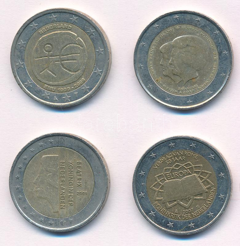 Hollandia 2001-2013. 2E 4xklf forgalmi emlékkiadás T:1-,2 Nederlands 2001-2013 2 Euro 4xdiff circulating commemorative issues C:AU,XF - Image 2