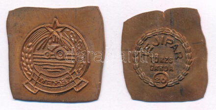 ~1960-1970. Befejezetlen 'Tejipar Törzsgárda' + mezőgazdasági kitűző, csak a nyomott kivágatlan bronzlapka (25-35mm) T:1-