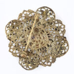 Antik bross, gyöngyház és gránát, réz. d: 4,5 cm - Image 2