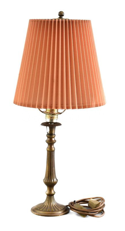 Bronz lámpa, felújított szerelékkel, működik, ernyővel, m: 66 cm