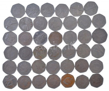 Nagy-Britannia 1973-2016. 50p Cu-Ni (40xklf forgalmi emlékérme) + Man-sziget 1997. 50p Cu-Ni 'Motorsport' forgalmi emlékérme T:1--3 United Kingdom 1973-2016. 50 Pence Cu-Ni (40xdiff circulating commemorative coins) + Isle of Man 1997. 50 Pence