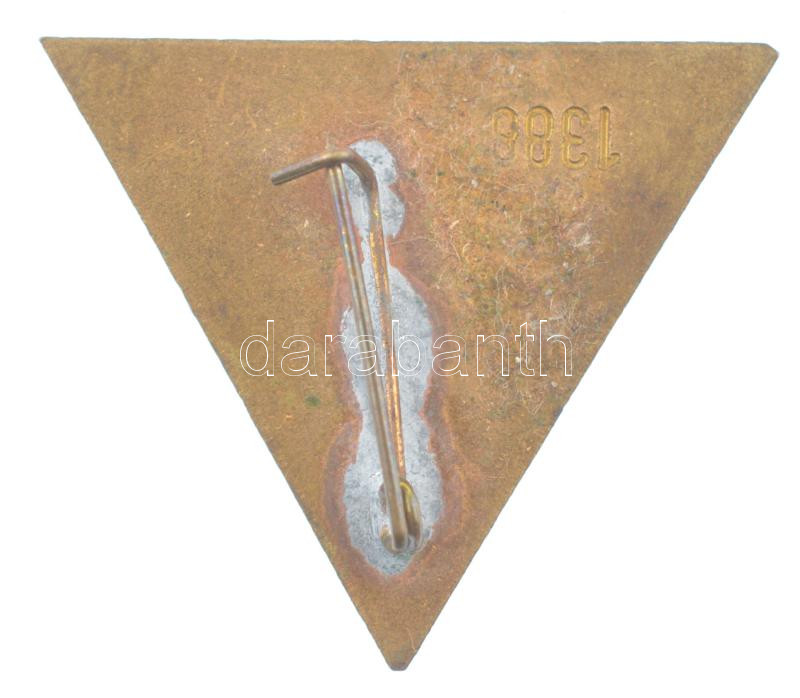 ~1965. 'H' Diósgyőri Gépgyár Hengermű (Hadiüzem) zománcos tombak szolgálati jelvény, hátoldalán '1388' sorszámmal (31x36mm) T:1 gyártási zománchiba - Image 2