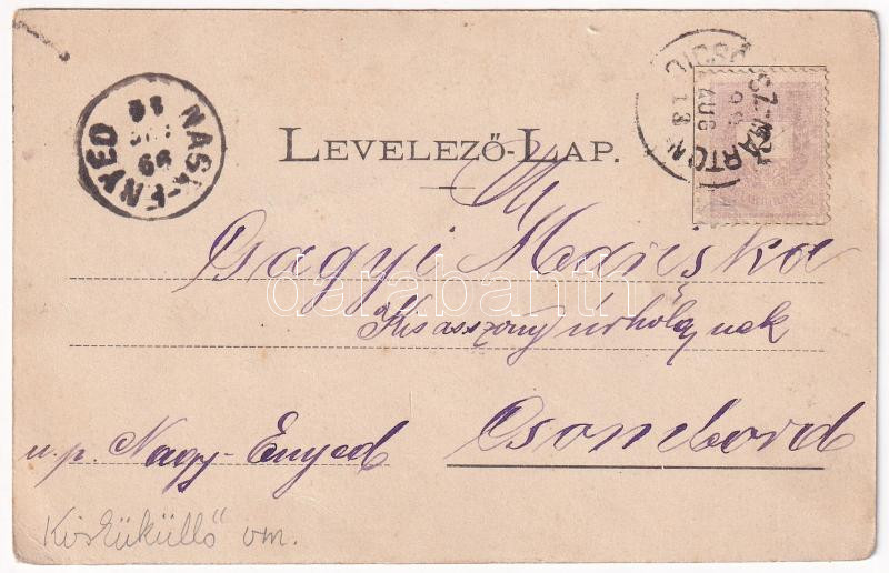 1899 (Vorläufer) Dicsőszentmárton, Tarnaveni, Diciosanmartin; Vármegyeház belső része, kórház, Kisküküllő-völgyi helyiérdekű vasútállomás ünnepélyes megnyitása 1898 június 15-én, vonat, gőzmozdony. Komáromi Sándor kiadása - Image 2