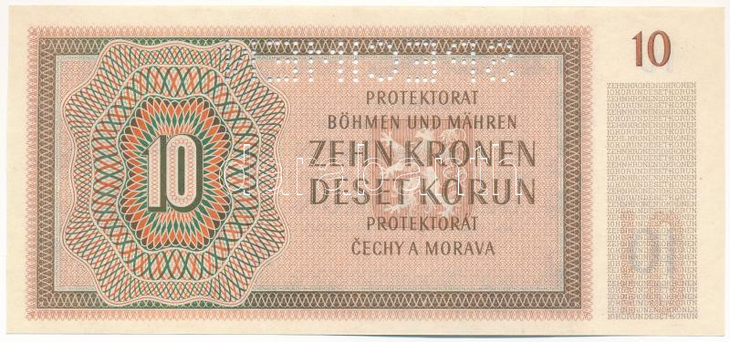 Német Harmadik Birodalom / Cseh-Morva Protektorátus 1942. 10K 'S.38 N 430662', 'SPECIMEN (MINTA)' perforációval T:I,I- German Third Reich / Protectorate of Bohemia and Moravia 1942. 10 Korun 'S.38 N 430662' with 'SPECIMEN' perforation - Image 2