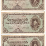 1945. 50P (3x) közeli T:III sarokhajlás, kis szakadás Adamo P15