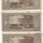 1945. 50P (3x) közeli T:III sarokhajlás, kis szakadás Adamo P15 - Image 2