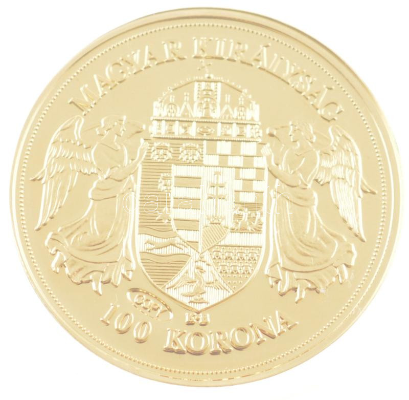 DN 'Történelmi aranypénzek - 1908. 100K / Ferenc József' aranyozott Cu-Zn utánveret 'COPY' beütéssel, kapszulában (26,33g/38mm) T:PP - Image 2