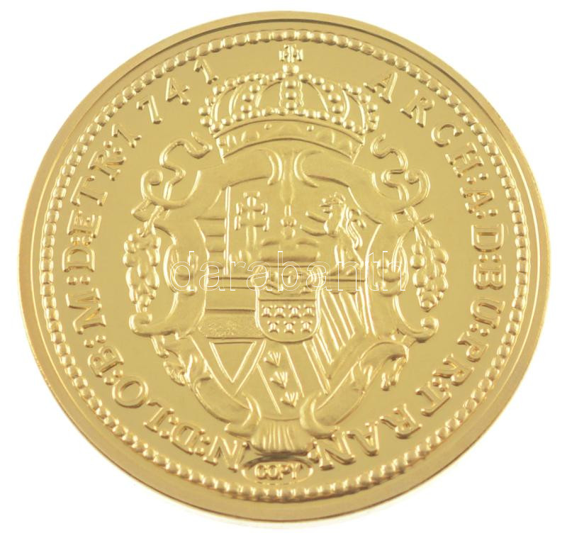 DN 'Történelmi aranypénzek - Mária Terézia 1 dukát, 1741' aranyozott Cu-Zn utánveret 'COPY' beütéssel, kapszulában (38mm) T:PP - Image 2