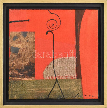 Székács Zoltán (1954-): 'Andante'. Vegyes technika, vászon, jelzett a hátoldalán. Dekoratív fa keretben, 30×30 cm.