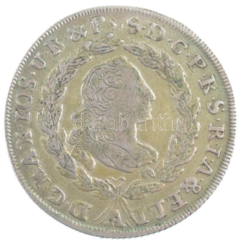 Német Államok / Bajorország 1774. 20kr Ag 'III. Miksa '6,51g) T:2- patina, vésett fej, jusztírozott German States / Bavaria 1774. 20 Kreuzer Ag 'Maximilian III Joseph' (6,51g) C:VF patina, engraved head, adjusted Krause KM#528.1 - Image 2