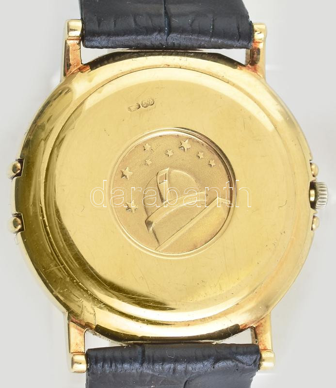 Omega Constellation dupla dátumos kvarc karóra. 18K arany (Au) tokkal. Jelzett. Új bőr szíjjal. 34 mm Működő, jó állapotban. Nettó 29 g - Image 4