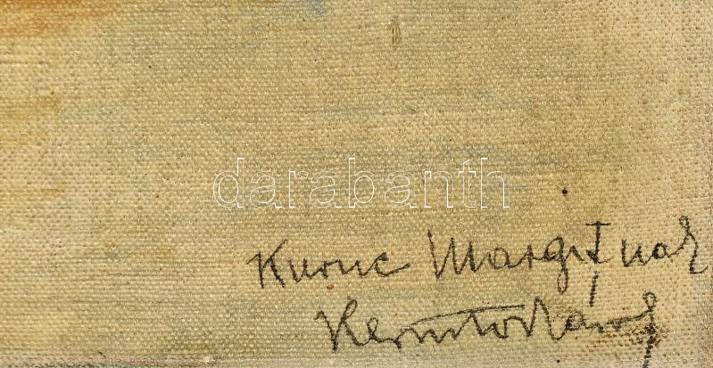 Kernstok Károly (1873-1940): Dunapart, 1910-19 körül. Olaj, vászon. Jelezve jobbra lent: 'Kuruc Margitnak Kernstok Károly'. Hátoldalán tájkép vázlat. 55x90 cm. Kurucz Margit, Radnai Béla (1873-1923) szobrászművész második felesége - Image 3