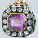 14K arany (Au) gyűrű ametiszttel és brillekkel (brill össz: 1,8ct) Jelzett. 8,9 g m: 65 - Image 2
