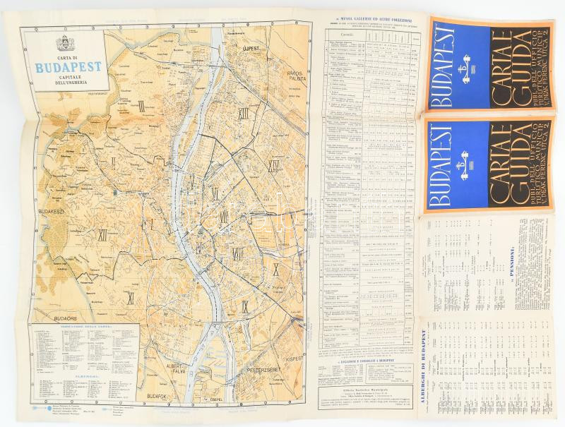 cca 1938 Budapest térképe, illusztrált hátoldallal, 49×80 cm