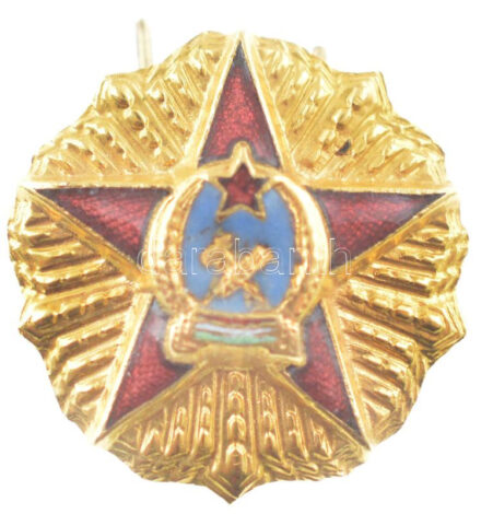 1949. 'Magyar Népköztársaság Érdemrend' II osztályának zománcozott, aranyozott csillag miniatűrje (21mm) T:1 NMK 530.