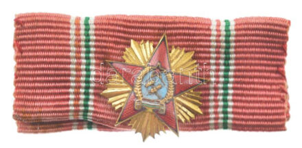 1949. 'Magyar Népköztársaság Érdemrend' V. osztályának aranyozott, zománcozott miniatűrje szalagsávon (15mm) T:1 NMK 533.