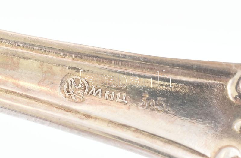 12 db Kolcsuginszkij szovjet, ezüstözött desszertes villa, jelzett, szép állapotban h: 18 cm - Image 3