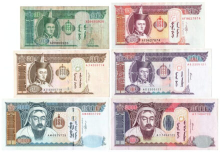 Mongólia 2000-2011. 10T-5000T (6xklf) T:II-III folt Mongolia 2000-2011. 10 Tögrög - 5000 Tögrög (6xdiff) C:XF-F spotted