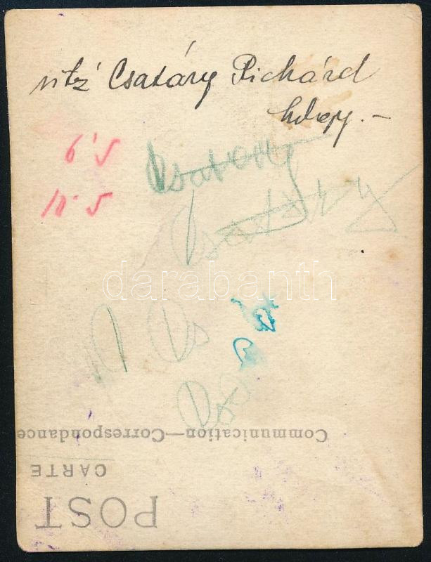Vitéz Csatáry Richárd hadnagy, hátoldalon feliratozott fotó, 8,5×6,5 cm - Image 2