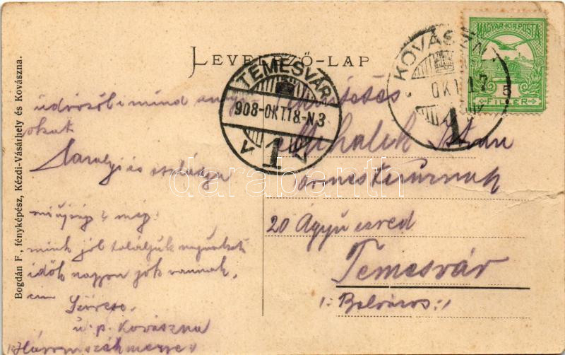 1908 Kovászna, Covasna; Horgász villa. Bogdán F. fényképész (kis szakadás / small tear) - Image 2