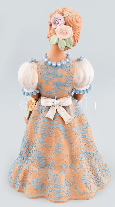 Bod Éva (1924-2004): Kislány, mázas kerámia figura, jelzett, kis kopásnyomokkal, nyaklánca sérült m: 25 cm - Image 2