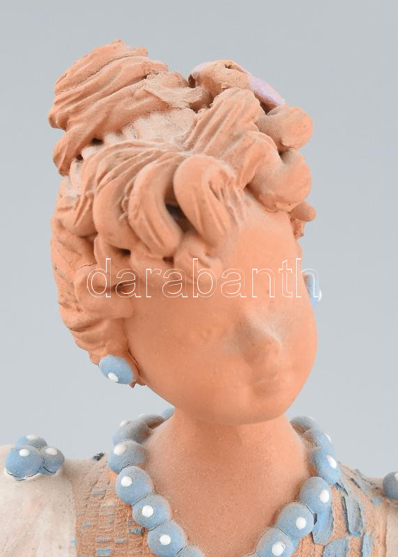 Bod Éva (1924-2004): Kislány, mázas kerámia figura, jelzett, kis kopásnyomokkal, nyaklánca sérült m: 25 cm - Image 4