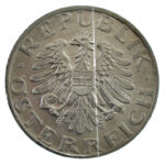 Ausztria 1947. 2Sch Al T:1- apró felületi karc, patina Austria 1947. 2 Schilling Al C:AU tiny surface scratch, patina Krause KM#2872 - Image 2