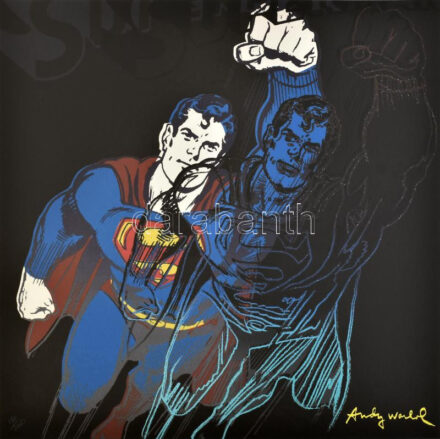 Andy Warhol (1928-1987): Superman. Ofszet litográfia, papír, jelzett a nyomaton. Kézzel sorszámozott 180/2400 CMOA Carnegie Museum of Art - New York, szárazpecséttel, pecséttel, hologrammal jelzett 60x60 cm / Offset-ithography