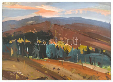Kengyel Zoltán (1932-1989): Szilvásvárad környéke. Gouache, karton, jelzett. 40x59 cm