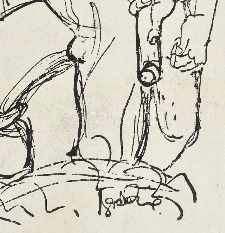 Gábor Jenő (1893-1968): Kubikusok. Fém fára applikálva, dúcon jelzett, 14x8,5 cm - Image 2