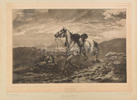 George Housman Thomas (1824-1868) után: Paripa (Masterless), XIX. sz. vége. Rotációs fametszet, papír, jelzett a metszeten, hajtásnyomokkal, kissé foltos, lap teteje kartonra kasírozva, 32x49