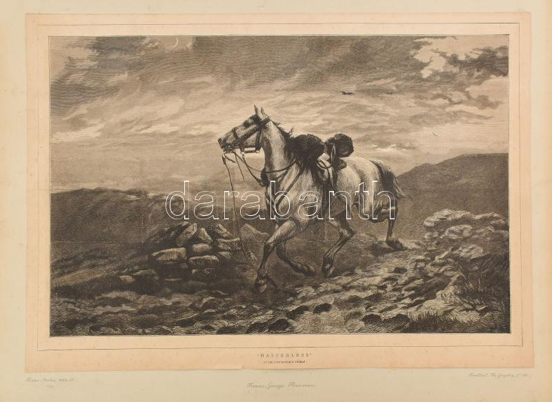 George Housman Thomas (1824-1868) után: Paripa (Masterless), XIX. sz. vége. Rotációs fametszet, papír, jelzett a metszeten, hajtásnyomokkal, kissé foltos, lap teteje kartonra kasírozva, 32x49