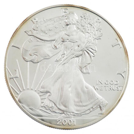 Amerikai Egyesült Államok 2001. 1$ Ag 'American Silver Eagle' kapszulában T:1 halvány patina USA 2001. 1 Dollar Ag 'American Silver Eagle' in capsule C:UNC faint patina Krause KM#273