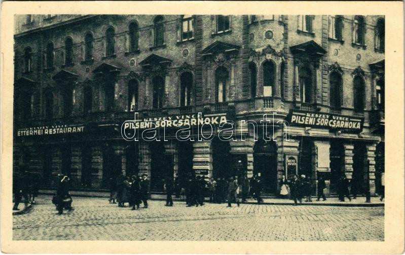 Budapest VII. Keszey Vince Pilseni Sörcsarnoka, étterem. Rákóczi út 44. (EK)