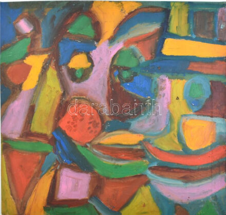 Csepeli Németh Miklós (1934-2012): Bohócok. Olaj, karton, jelezve jobbra lent. 47,5x54 cm