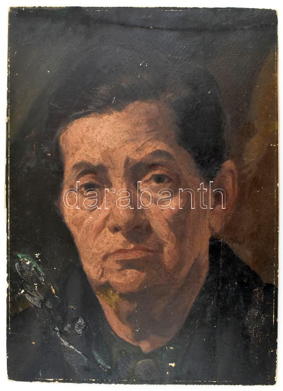 Jelzés nélkül: Vérszerződés. Olaj, karton. Kétoldalas mű, hátoldalán arckép. Hátoldala sérült. 25x34,5 cm - Image 2
