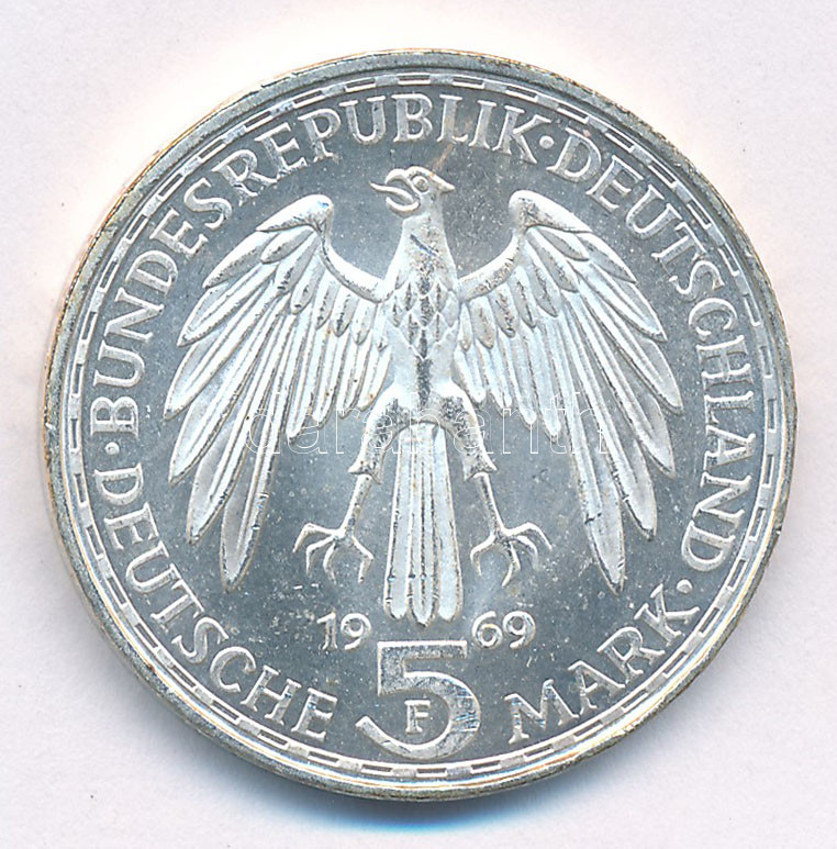 Német Szövetségi Köztársaság 1969F 5M Ag 'Gerhard Mercator' T:1- Federal Republic Germany 1969F 5 Mark Ag 'Gerhard Mercator' C:AU Krause KM#126 - Image 2