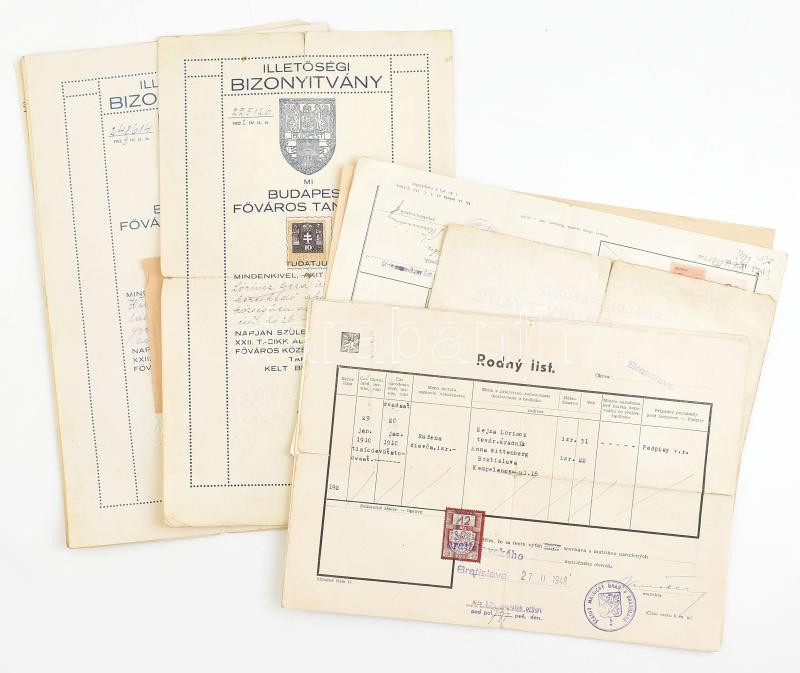 13 db okmánybélyeges irat izraelita család tagjai részére