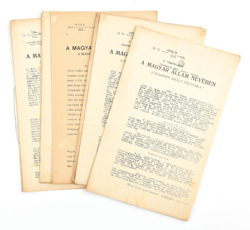 1922 11 db bírósági ítélet különféle ügyekben