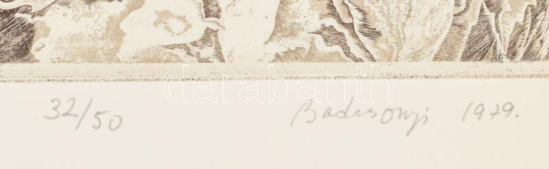 Badacsonyi Sándor (1949-2016): Magány, 1979. Rézkarc, papír, jelzett, számozott (32/50). Lapszéli apró sérüléssel. 27,5x21 cm - Image 2