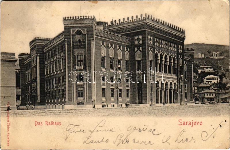 1902 Sarajevo, Das Rathaus / town hall + 'K. und K. Milit. Post Sarajevo' (Rb)