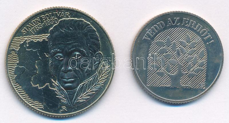 1983. 100Ft Cu-Ni-Zn 'Simon Bolivar' (aranyozva?) + 1984. 20Ft Cu-Ni 'FAO - Védd az erdőt' T:BU,PP kis patina Adamo EM73, EM80