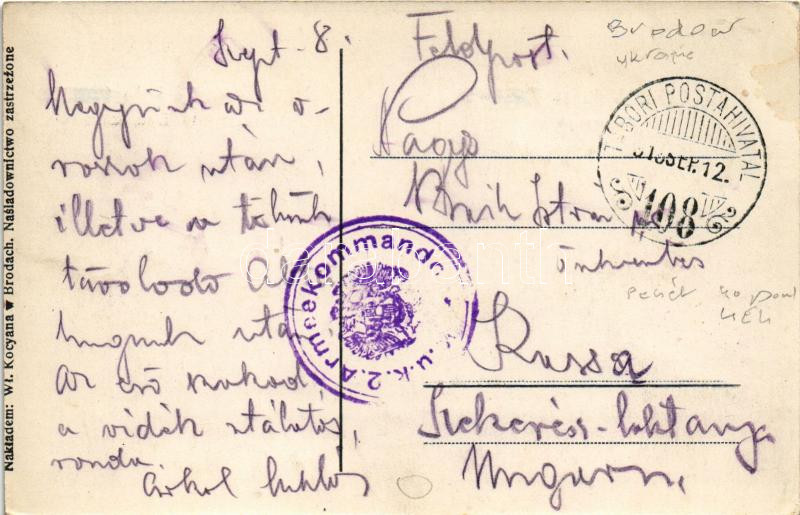 1916 Pidkamin, Podkamien kolo Brodów; Klasztor OO. Dominikanów / monastery + 'Tábori Postahivatal' - Image 2