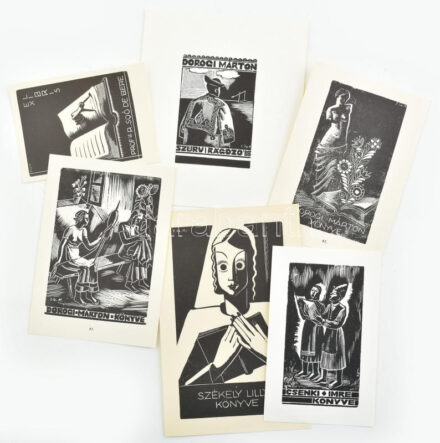 Gáborjáni Szabó Kálmán (1897-1955): 6 db Ex libris Linó, fametszet