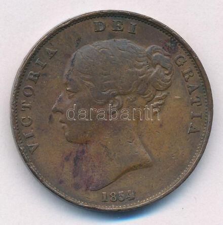 Nagy-Britannia 1854. 1p Cu 'Viktória' T:2- patina, ph, karc Great Britain 1854. 1 Penny Cu 'Victoria' C:VF patina, edge error, scratch Krause KM#739