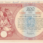 Budapest 1953. 'Negyedik Békekölcsön' nyereménykölcsöne 200Ft-ról, lyukasztásokkal érvénytelenítve T:II-,III szakadás