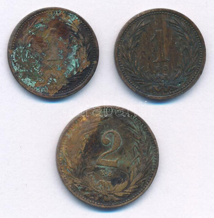 1894KB 1f bronz + 1901KB 1f bronz + 1909KB 2f bronz T:2-,3 patina, karc