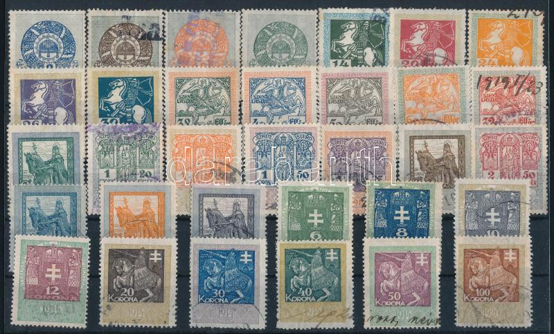 1914-1920 33 db klf okmánybélyeg (hiányos sor)